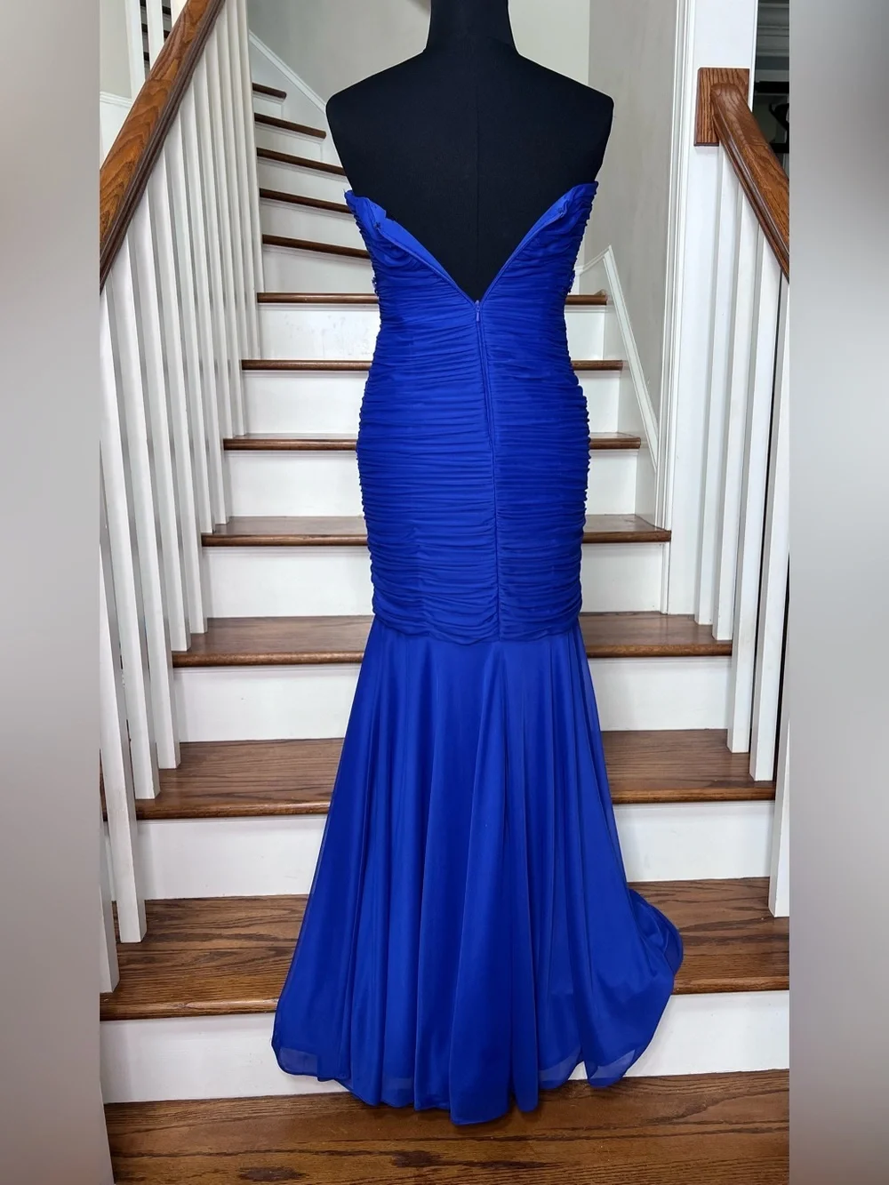 ONYX Nite Royal Blue Strapless Mermaid Gown Beaded Prom Formal Dress Size 1/2